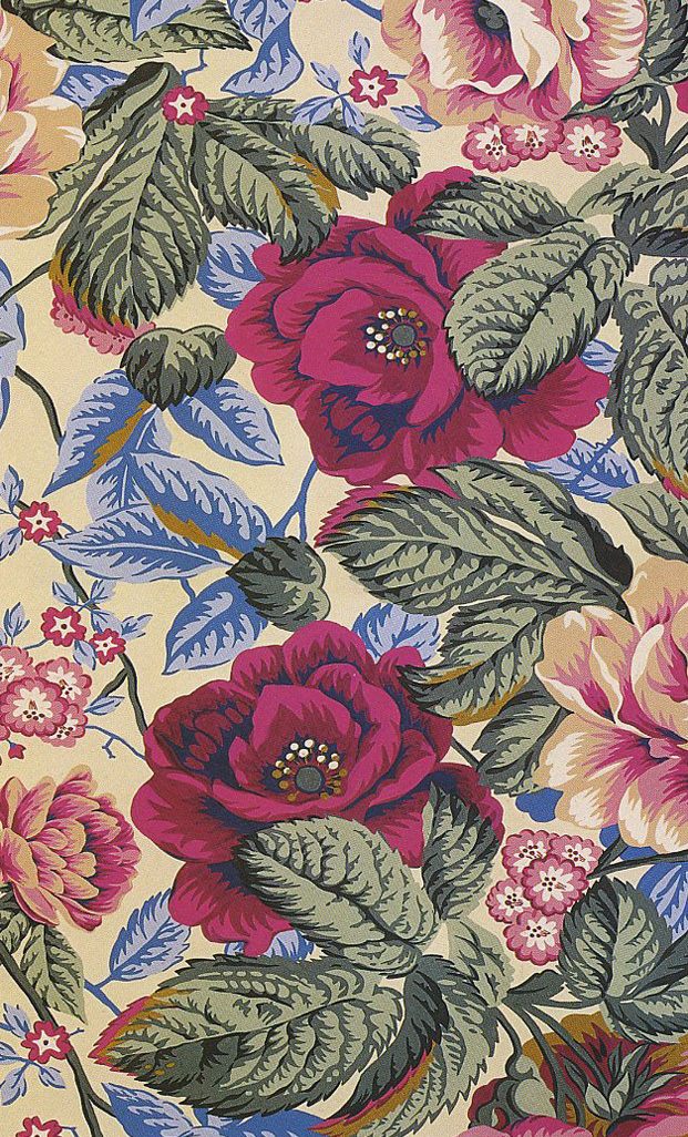 printed silk fabric Allover Packed theme