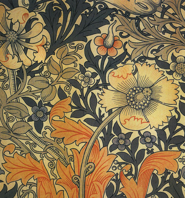 printed silk fabric Arts and Crafts Movement theme
