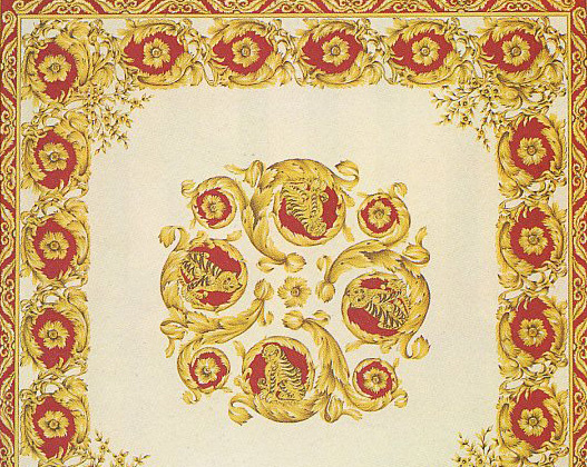 Baroque Silk Shawl Textile Print, Scarf Design for Silk Print